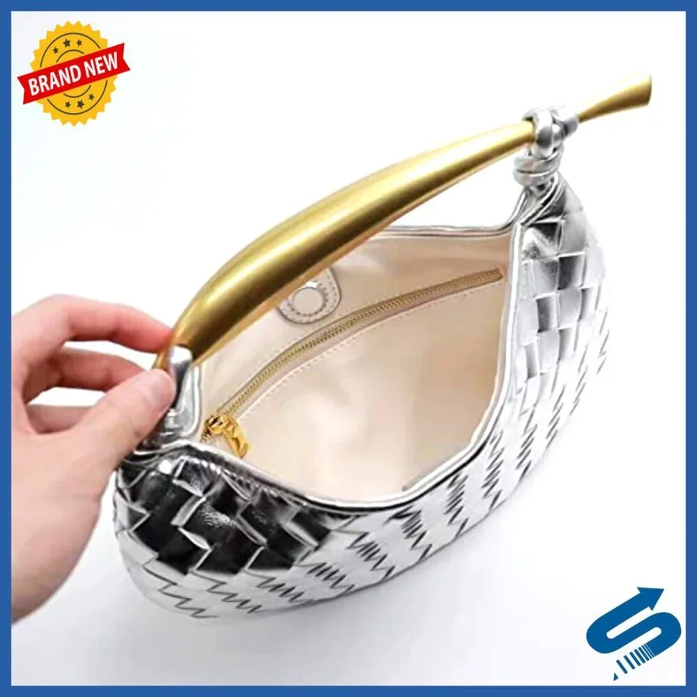 Woven Leather Hobo Bag Crossbody Shoulder Clutch Evening Purse